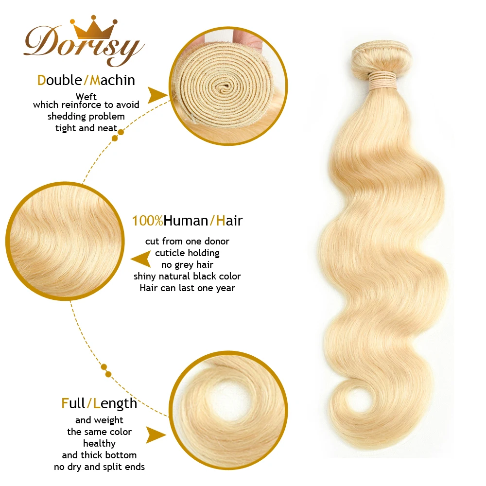 Dorisy Hair 613 Blonde Bundles 3 Pcs/Lot Brazilian Body Wave Human Hair Weave Bundles Remy Hair 10-24 Inch Free Shipping