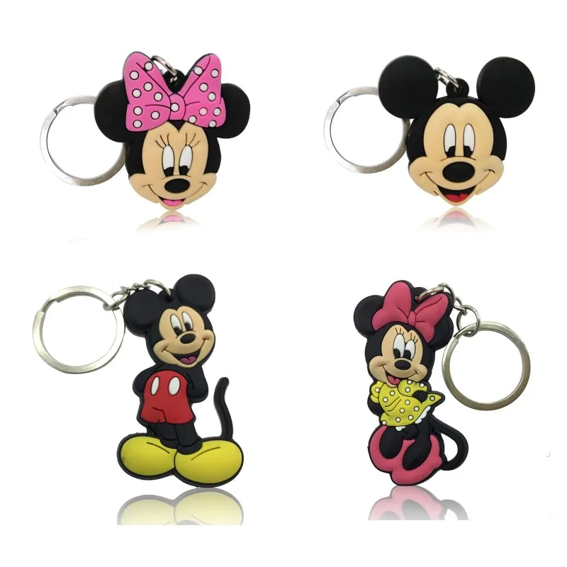 

3pcs/lot Anime Figure Mickey Minnie Cartoon Keychains PVC Charm Keyring Key Cover/Ring Tinket Key Holder Kid Best Gifts Jewelry
