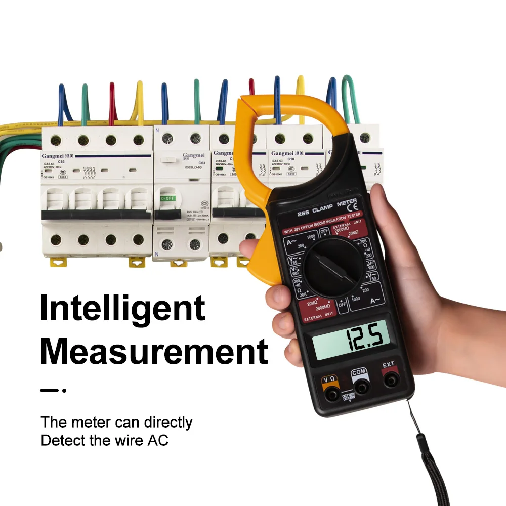 Цифровой токовые клещи зуммер Удержание данных Бесконтактный мультиметр Вольтметр Омметр Амперметр Омметр Вольт AC DC