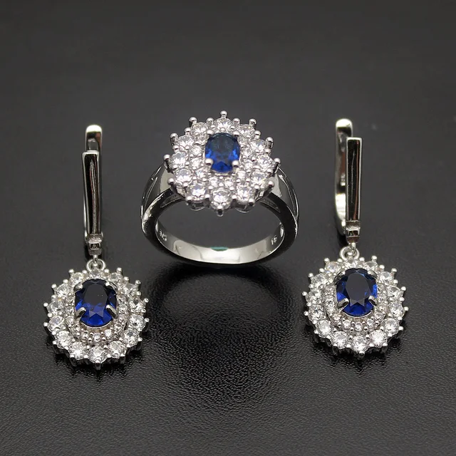 Flower Jared Jewelry Set Shiny Beauty 925 Sterling Silver Drop Flower Jared Jewelry Set Shiny Beauty 925 Sterling Silver Drop Earrings Ring Sets Size 7