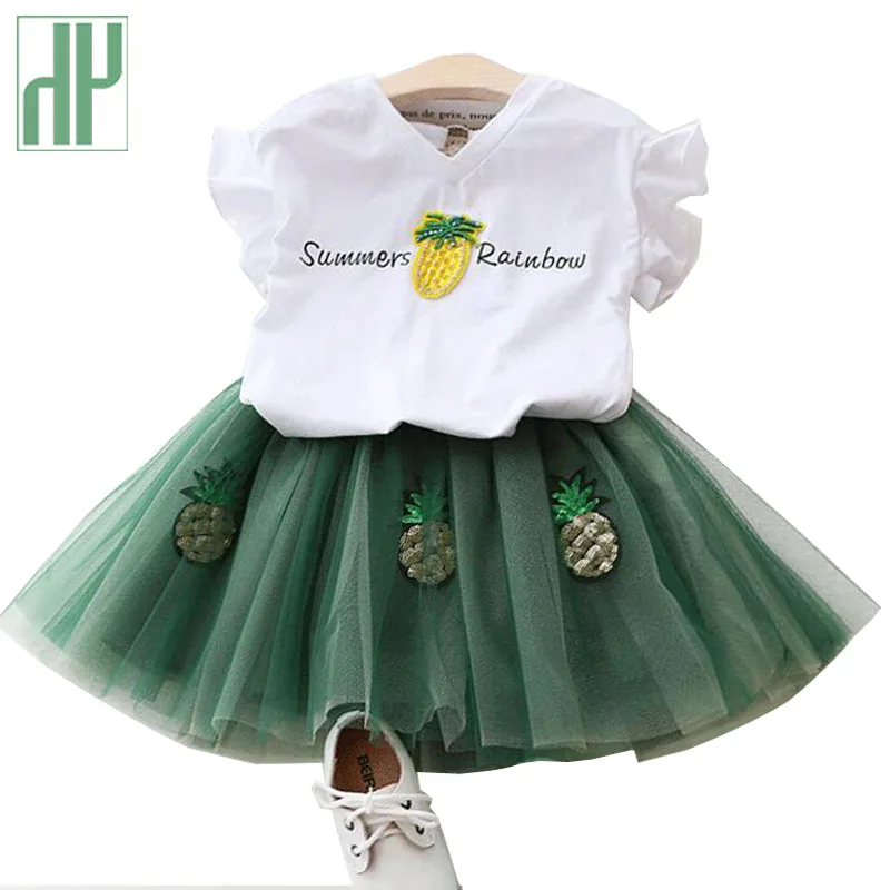 

Toddler girls summer clothing Butterfly Sleeve Letter Printed T-shirt+Tutu Volie Skirt 3 4 5 6 7 8 years children's clothing