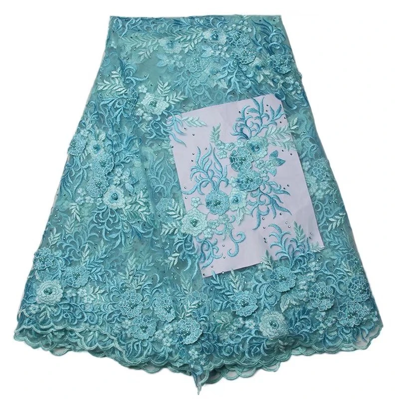 

French Net Lace Fabric 2018 Latest African Lace Fabric With Embroidery Mesh Tulle Lace Fabric With beads For Party