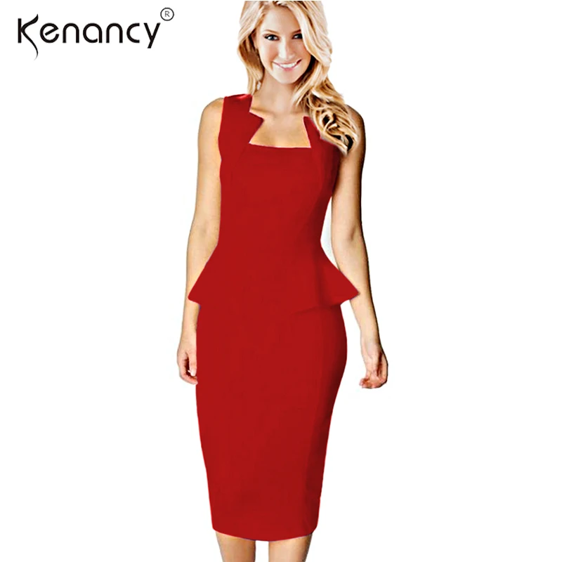 Kenancy Clearance Sale Fashion Style Women Summer Dress Sleeveless Solid Color Knee Length ...