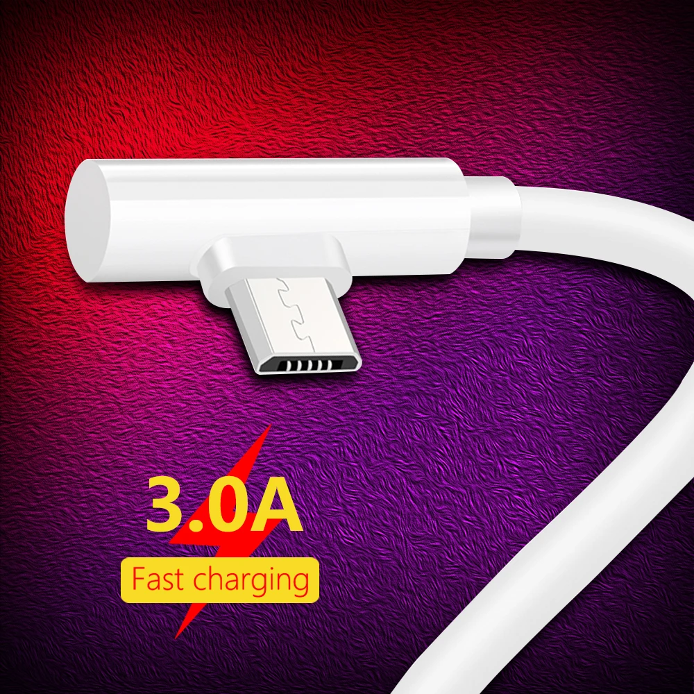 

1M USB Type C Micro USB 90 Degree Fast Charging usb c cable L Type-c 3.0A data Cord For Samsung Xiaomi Huawei iPhone