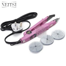 Neitsi 50pcs Heat Protector+Professional Consistent Temperature Adjustment Hair Extension Fusion Iron UK Standard Plug Connector hair extension iron keratin bonding tools fusion heat connector wand