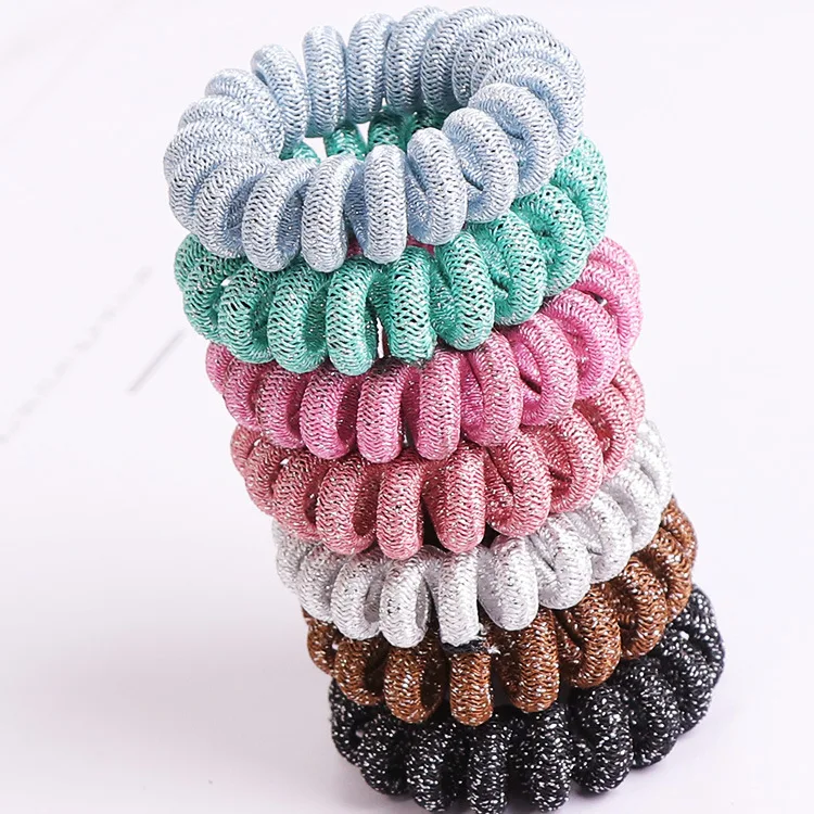 Women Hair Accessories Candy Color Telephone Ring Elastic Hair Bands Spring Bands