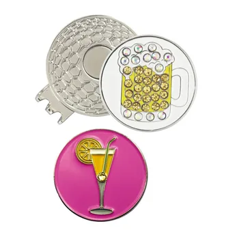

PINMEI Golf Ball Mark Magnetic Hat Clip Sets 1pc Cap Clip & 1pc Beer Cup Ball Mark & pcs Lemon Drink Golf Marker Sets for Golfer