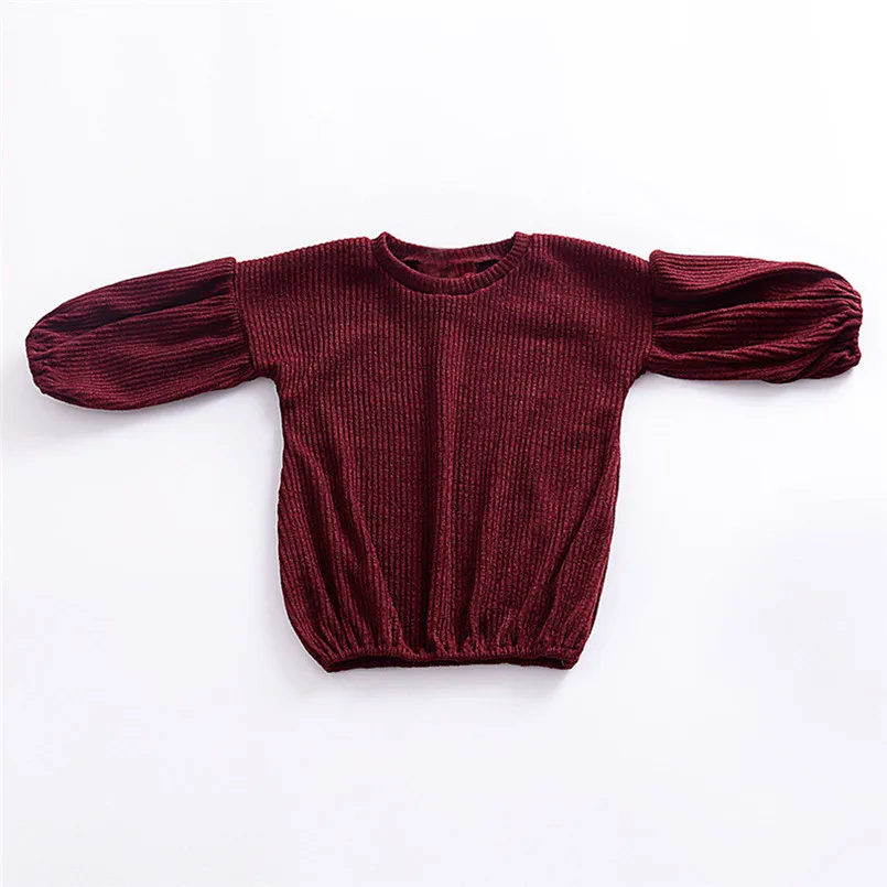 2018 Baby Toddler Infant Baby Kids Girls Solid Lantern Sleeve Shirt Tops Outfits Winter Clothes Ropa de ninos #30O25 (3)