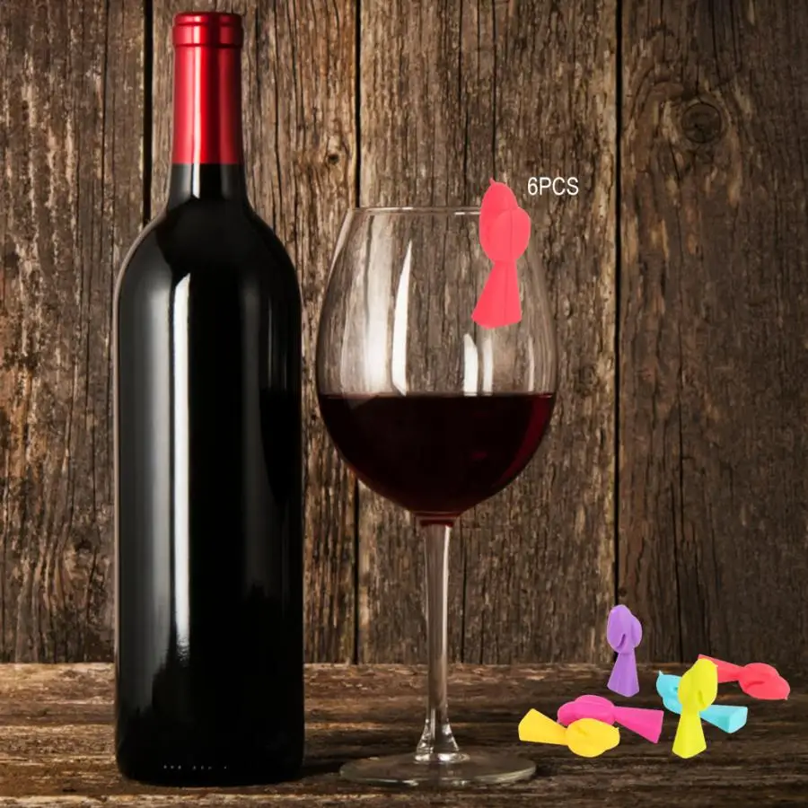 

6pcs Silicone Glass Wine Lovely Little Bird Label Multi Color Recognizer Tea Mug Cup Marker Bottle Party Wedding Bar Tools