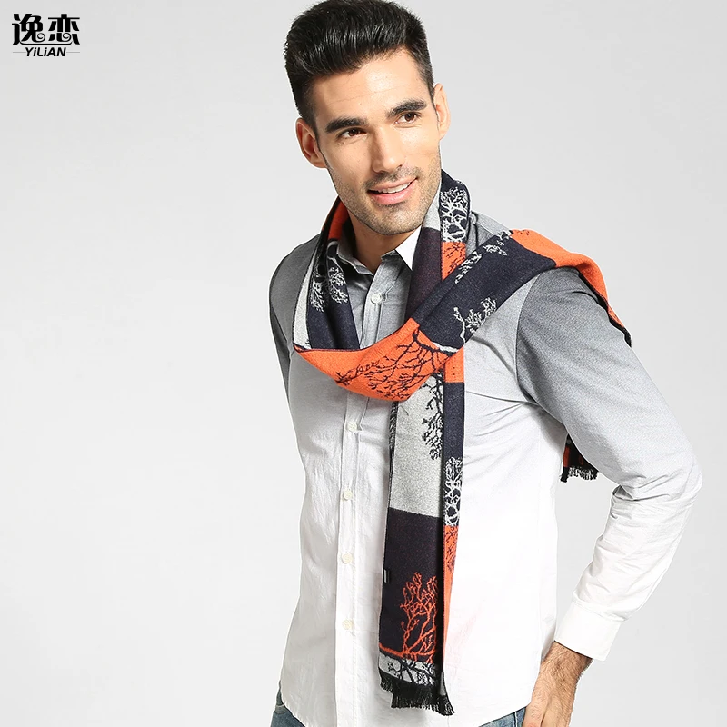 

YILIAN Brand New 3 Color Fashion Cotton Scarf Winter Oversize Men Couple Scarves Hot Tree Pattern Scarves Luxury Scarf LA001