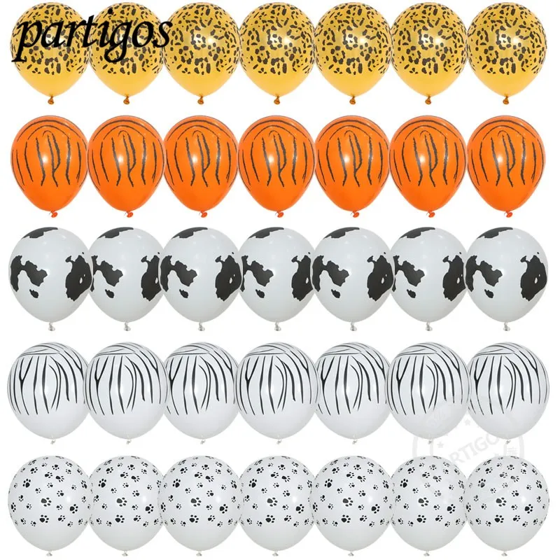 

10pcs/lot 12inch 3.2g Animal Latex Balloons Tiger Zebra Dog Leopard Birthday Theme Party Balls Helium inflatable Globos Kid Gift