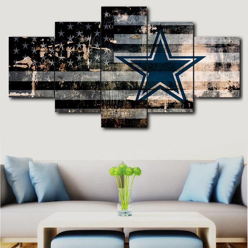 5 Pieces Of Canvas Art Dallas Cowboys Sport Logo Decorative Canvas