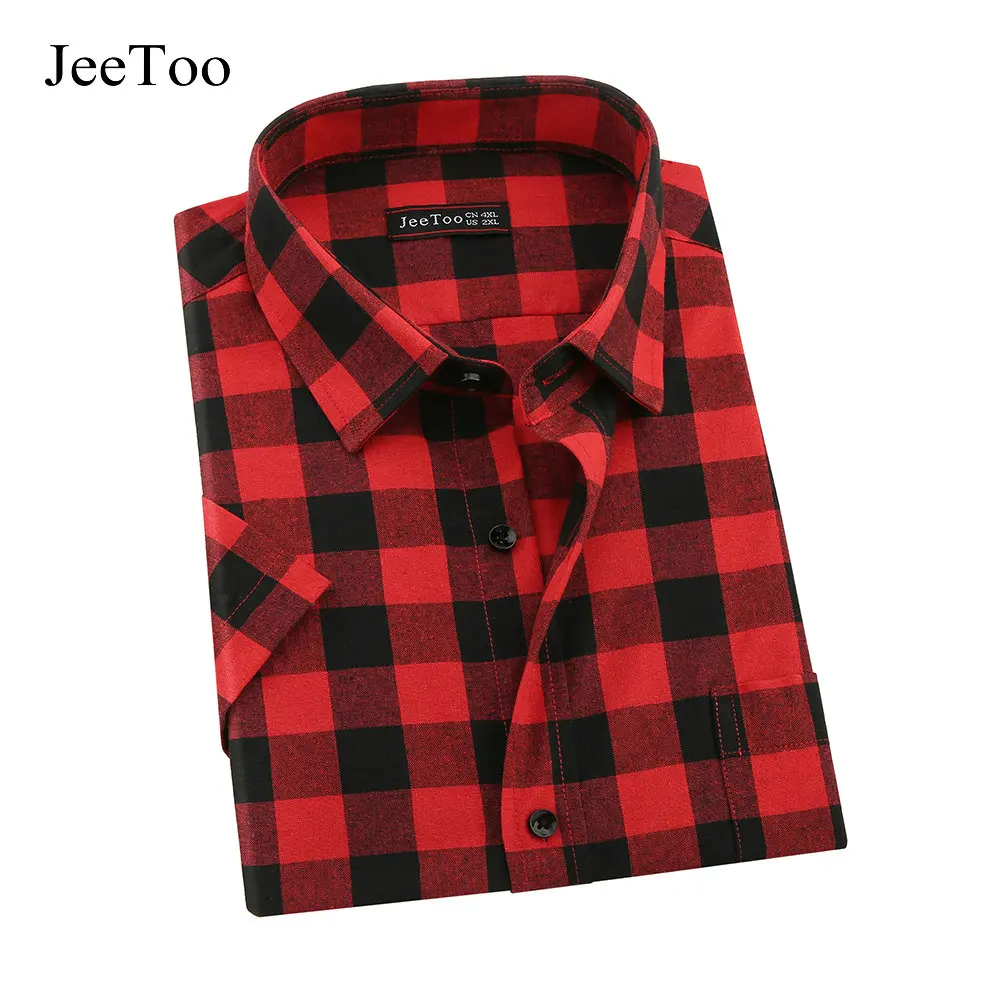 JEETOO Camisa Casual a Cuadros Manga Corta para Hombre JEETOO Camisa Casual a Cuadros Manga Corta para Hombre