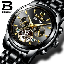 2017 NEW BINGER men’s watch full Calendar Tourbillon sapphire multiple functions Water Resist Mechanical Wristwatches B8608M1