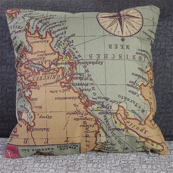 

Fashion World Map Decorative Pillow Cases Sofa Seat Car Square Cushion Covering Linen Cotton Burlap Creative Individuality