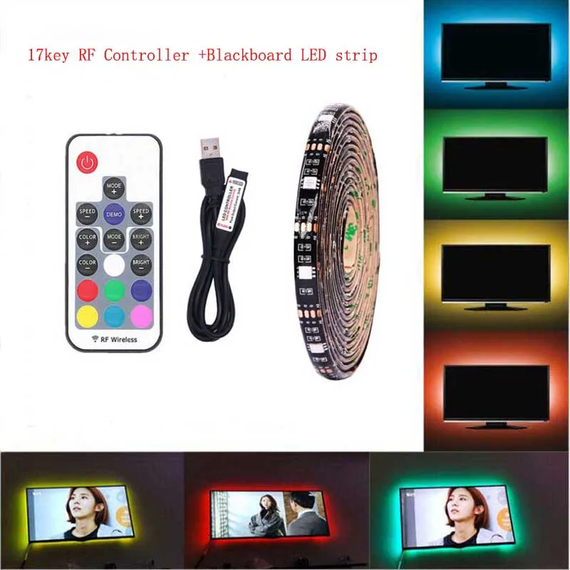 

DC 5V USB LED Strip 5050 Waterproof RGB LED Light Flexible 50CM 1M 2M add 3keyor17Key Remote For TV Background Lighting