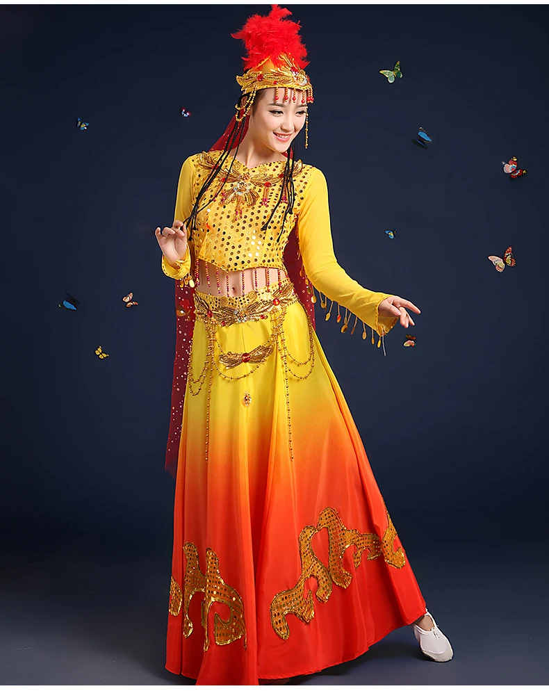 New Fashion Xinjiang Uighur Ethnic Dance solo stage performance minority dance costumes Chinese folk dance wear Uighur clothing