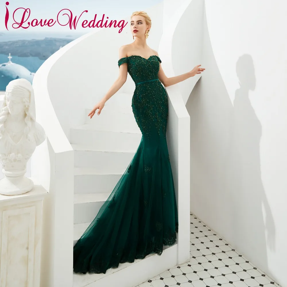 ILoveWedding 2019 роскошное вечернее платье с круглым вырезом, кристальная бисерная задняя часть, вечерние платья с длинным рукавом русалки