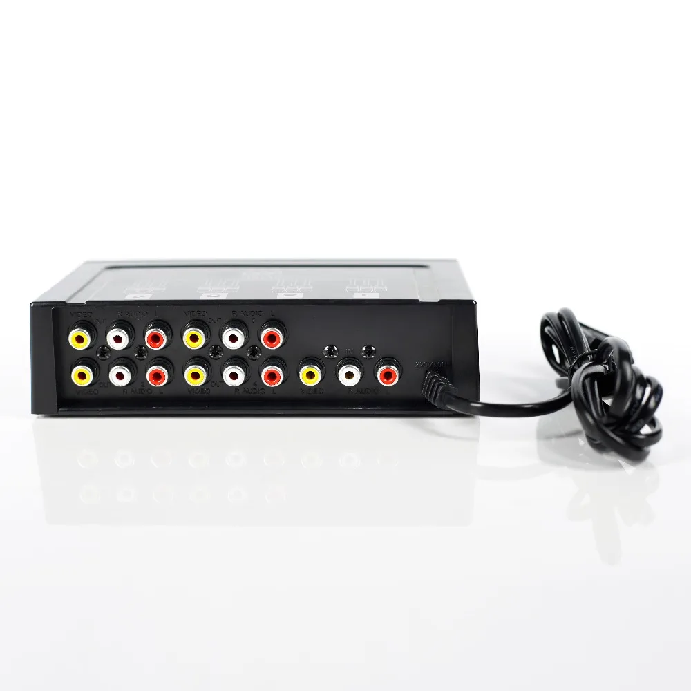 

high quality 4 Way 1 In 4 Out 3 RCA Video Audio AV Amplifier Splitter HDTV DVD VCD 4 Ports Load AV Switch YS400