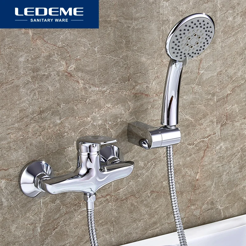 

LEDEME New Bathroom Bathtub Faucets Classic Bathroom Bathtub Faucet Mixer Tap With Hand Shower Head Set Wall Mounted L2048