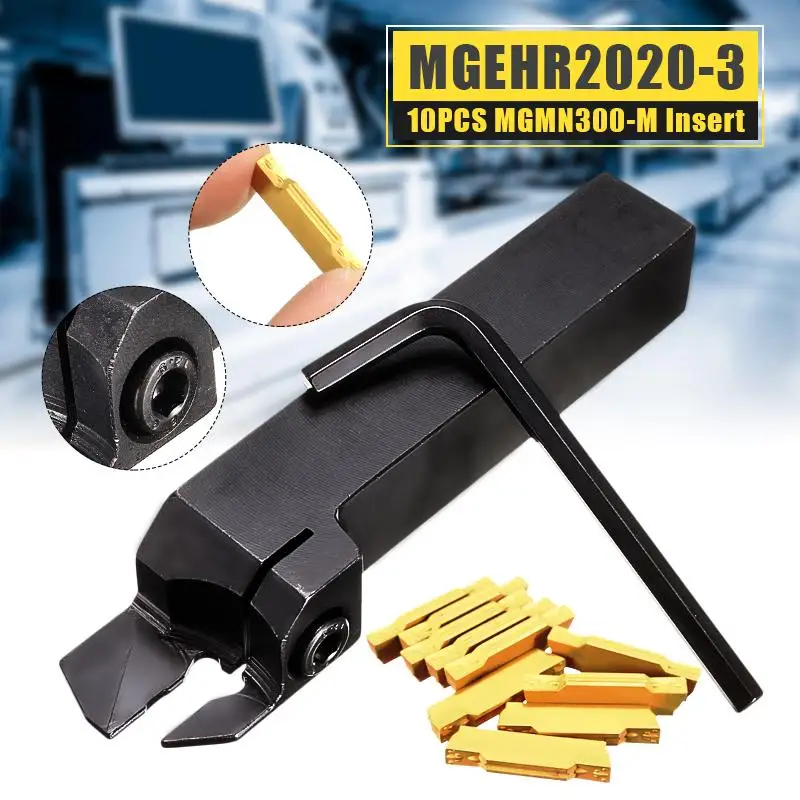 

Lathe External Grooving Cut Borning Bar Turning Tool Holder + 10PCS MGMN300-M Carbide Insert 3mm Width