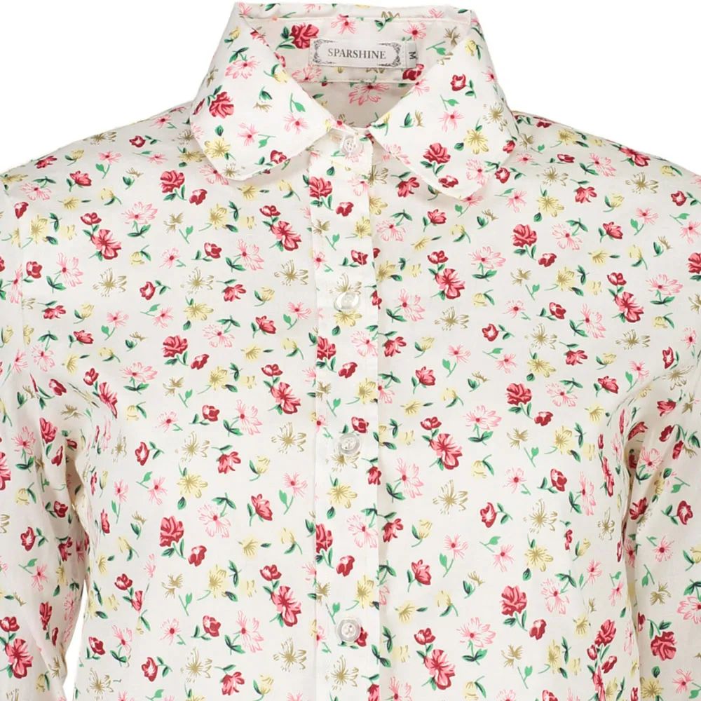 Plus Sizes Vintage Blouses Shirt Women 2018 New Fall Cotton Floral Print Elegant Hot Sale Casual White Lovely Office Ladies Tops Blouses