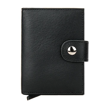 

RFID Men Wallet Genuine Cow Leather Purse for Men Small Black Male Wallets Card Holder Clutch Bag for Male Mini Hasp Men Wallet