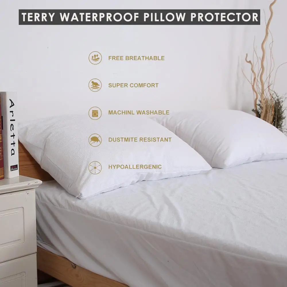 LFH 21X31" Soft Terry Cotton Waterproof Pillow Protector Hypoallergenic