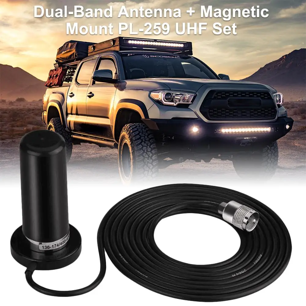 

HH-N2RS Mini Dual-Band Antenna Magnetic Mount PL-259 UHF/VHF Set For Car Mobile Radio