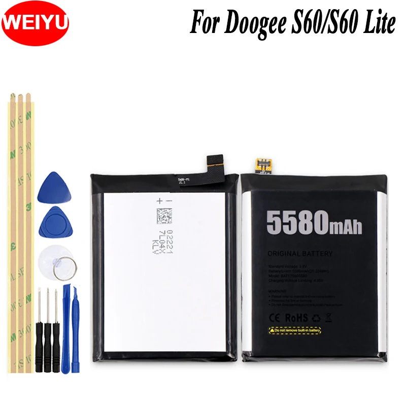 

WEIYU For Doogee S60 Lite Phone Battery 5580mAh Hight Capacity For Doogee S60 Top Quality Replacement Batteries+Tools