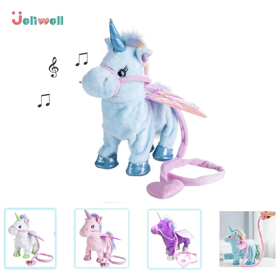 walking talking unicorn plush toy