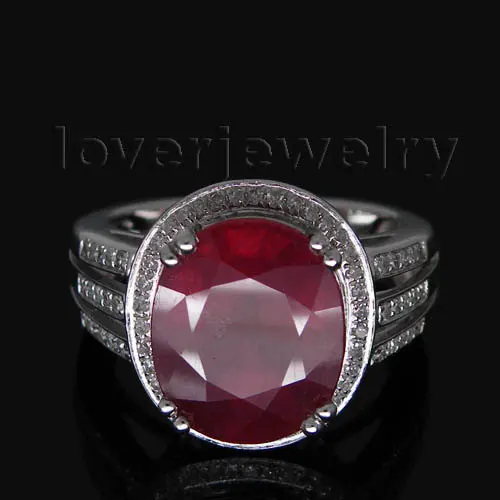 

Vintage Oval 10x12mm 14Kt White Gold Diamond Ruby Wedding Ring BAB1417