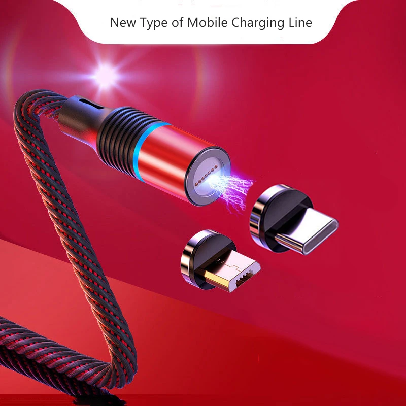 

1pcs 2m Magnetic USB Charger Cable Fast Charging USB Type-C Cable Universal Charger Data Line Micro USB Cable For Smartphone