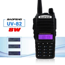 Baofeng UV-82 двухстороннее радио 8 Вт 10 км двойной PTT Band CB VHF UHF Ham Любительская мощная рация UV82 для охотничьего трекера