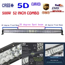 52Inch 500W 5D Cree Chips Combo LED Light Bar Curved External Work Lights Off-road Driving Lamp Headlights For Jeep VW Hummer