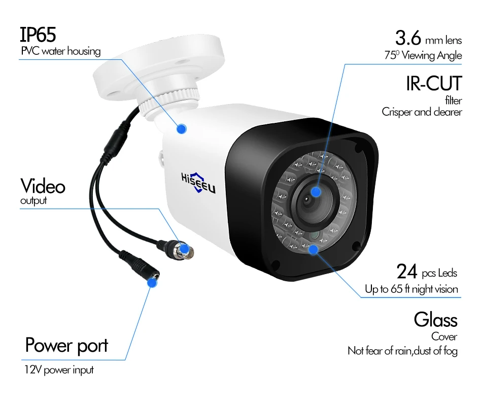 4CH CCTV камера системы 2 шт. 1.0MP 2MP Водонепроницаемая наружная домашняя камера безопасности Hiseeu AHD расширяемый комплект ночного видеонаблюдения