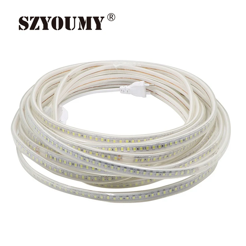 SZYOUMY 120 светодиодный s/m 220 V Светодиодная лента 5630 SMD белый теплый белый ленточный светильник водонепроницаемый 20 м + разъем питания