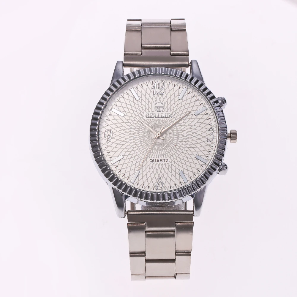Geridun бренда золотые часы Для мужчин наручные часы Для женщин полный Сталь Для мужчин смотреть Женские часы Saat Reloj homber Reloj mujer