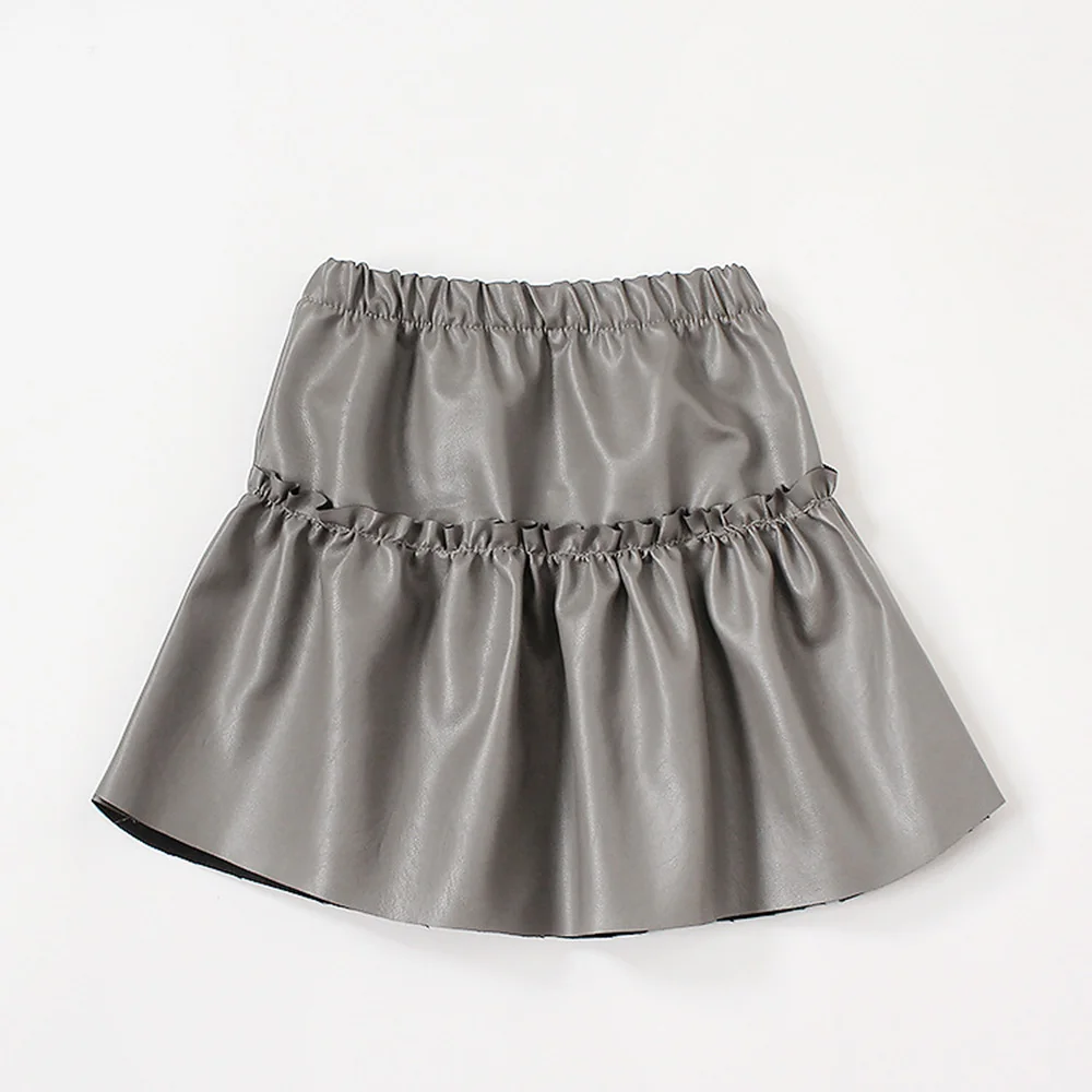 Chifuna/ юбка для девочек; детская юбка из искусственной кожи хорошего качества; одежда для малышей; модные юбки для девочек; одежда для малышей - Цвет: K06595Gray