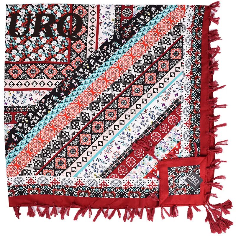 Модный женский квадратный шарф с принтом, женские брендовые шарфы,, зимние шарфы из Индии, цветочный хиджаб V11A11668