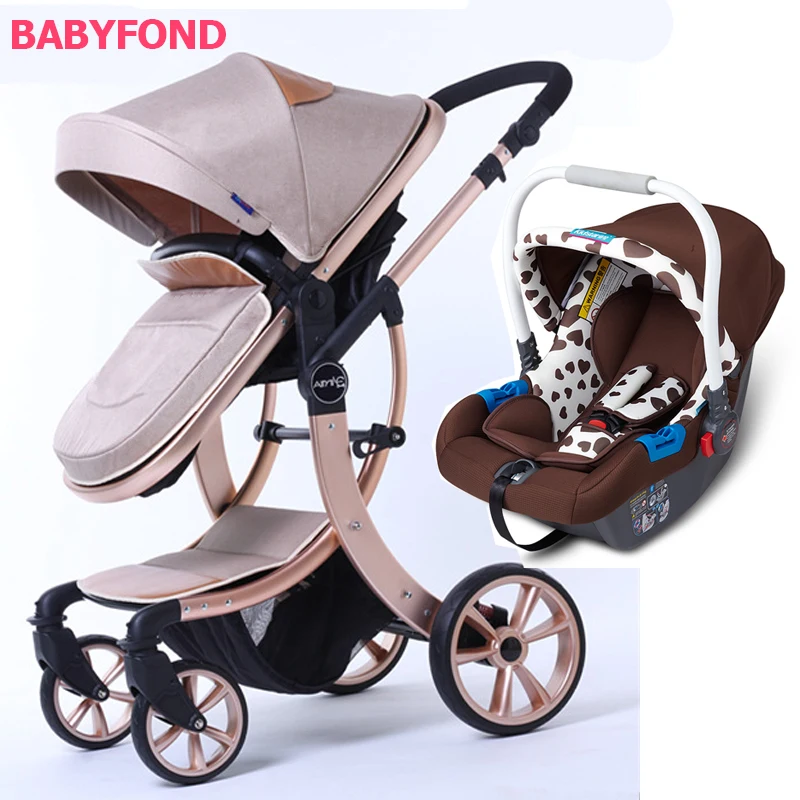 

Free shipping !3 in 1 EU Baby Stroller high quality Export High Landscape trolley Can Sit and Lying baby Cart with car seat