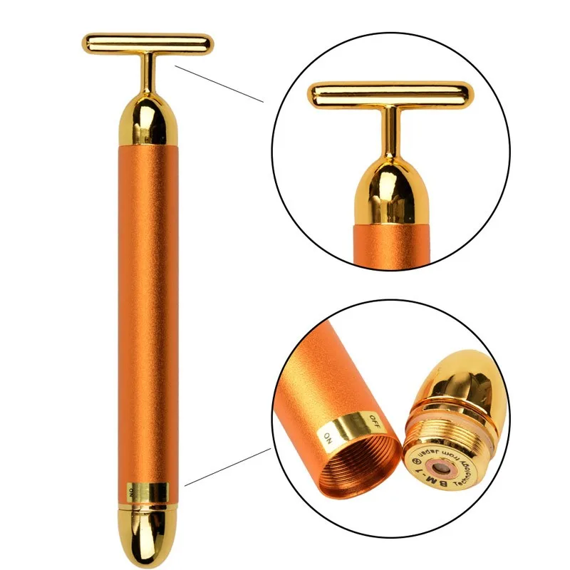 

Slimming Face Gold Vibration Facial Beauty Roller Massager Stick Lift Skin Tightening Wrinkle Stick Bar Face Skin Care Tool
