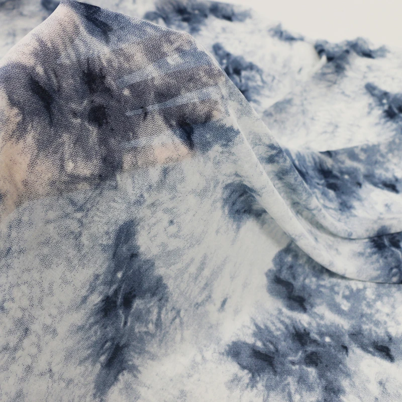 Жемчужный жоржет, шифон, ткань, синий и серый цвет, материал для платья, юбки