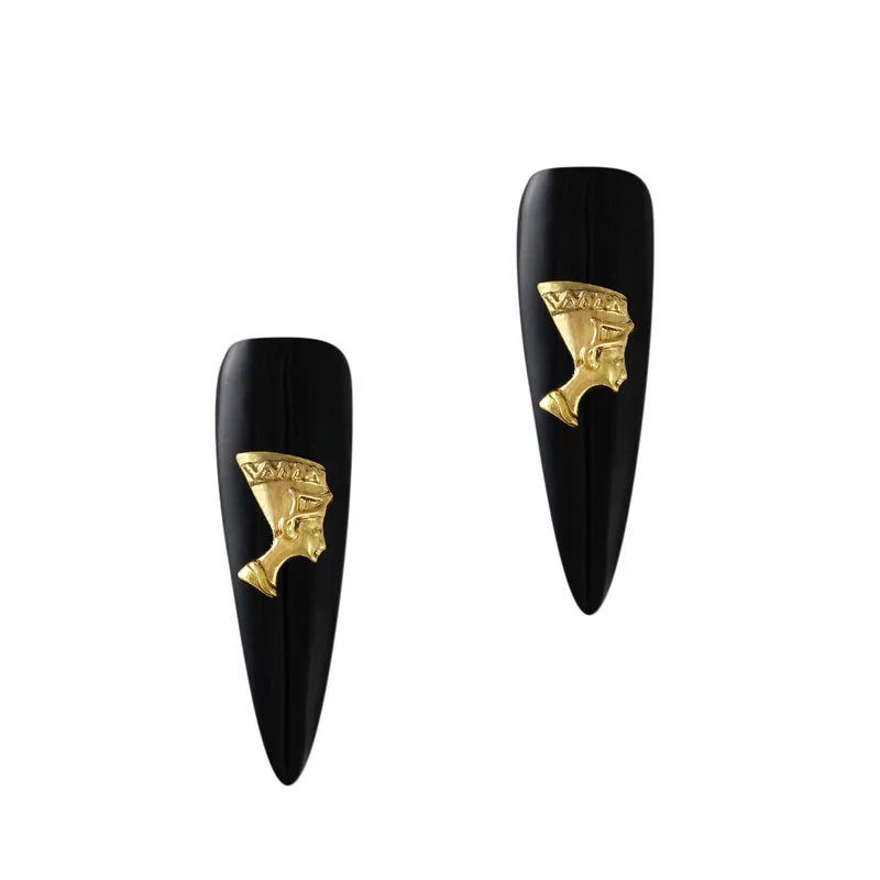 

10pcs/pack Egyptian Queen Nefertiti Egypt Theme 3D Gold slice Nail Art Decorations Manicure shop supplies