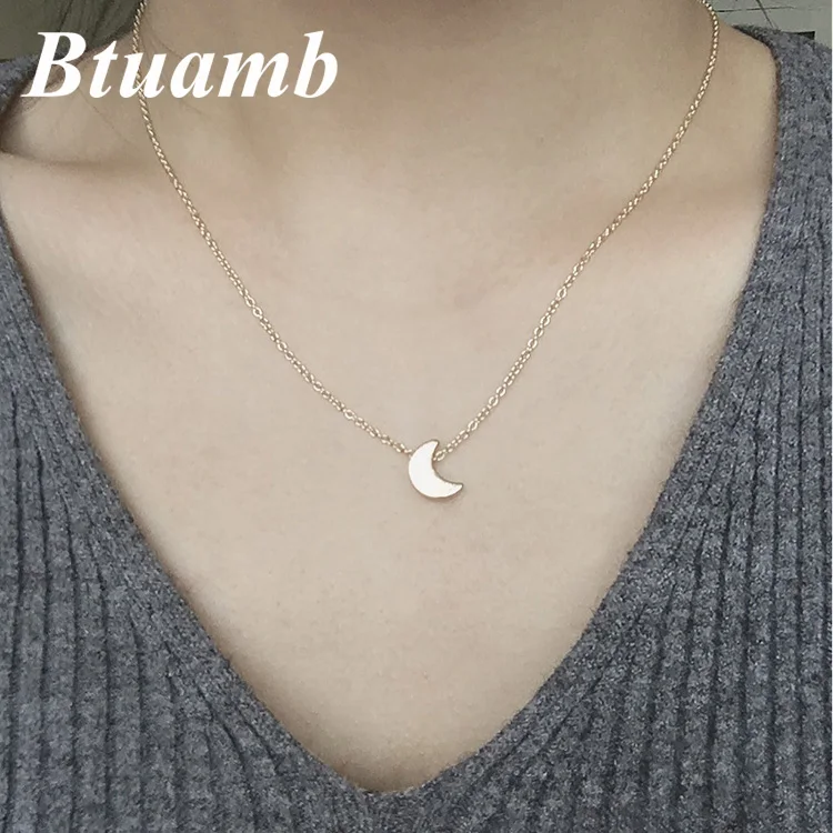 

Btuamb Minimalism Moon Necklaces Hot Selling Gold Silver Color Necklaces Pendants for Women Party Accessories Bijuterias Femme