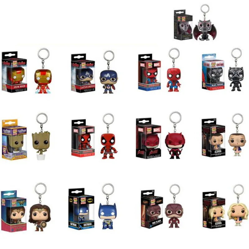 

pop Avengers Captain America Iron Man Groot The Flash Keychain Accessories Pendant Trinket Keyring Souvenirs Gift