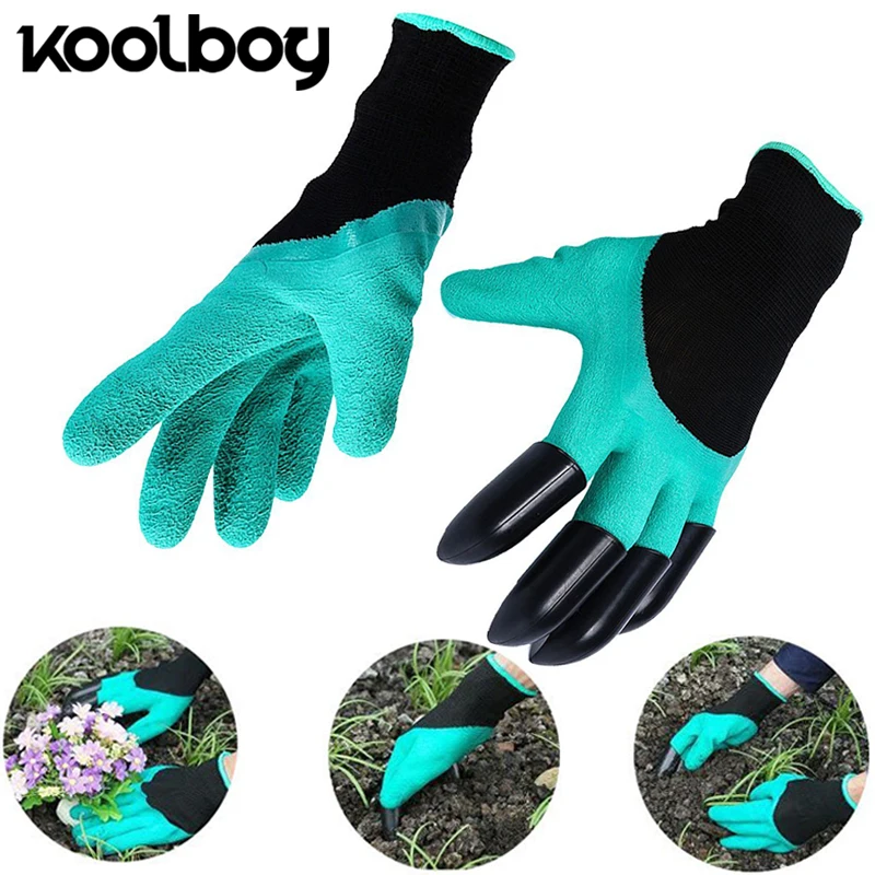 

1 pair / 2pcs Home Garden Digging Gloves with 4 ABS Plastic Claws for garden Digging Planting Rubber Green Gloves Tools