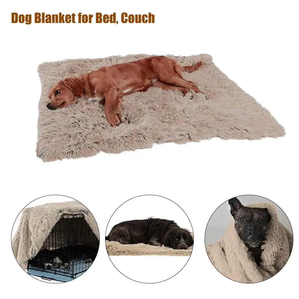 

S/M/L Long Plush Dog Bed Mat Double Layer Blanket Bed Cover for Golden Retriever Large Medium Small Puppy Dogs and Cats 20E