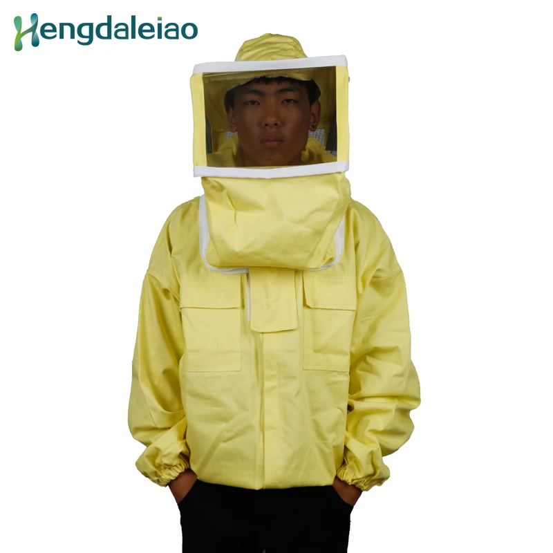 HDBC-006 Высококачественная пчела защитная одежда хлопок желтый квадратный колпачок куртка на молнии