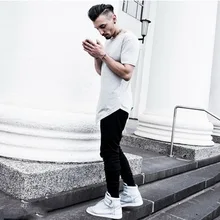 Camisetas de algodón para hombre, ropa de calle de hip-hop, Camiseta larga holgada de moda, camisetas de kanye west Harajuku, camisetas de manga corta TX145-R